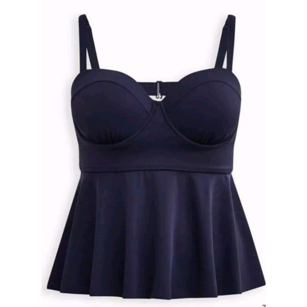 0 D/DD Torrid Peplum Underwire Swim Top Blue Plus Size